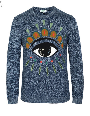 大眼睛刺绣睫毛图案男士毛衣银泰 蓝色 m【图片 价格 品牌 报价】