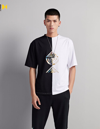 dakun大鲲中国街头潮流撞色拼接t恤oversize短袖t恤男青年少年dk01310