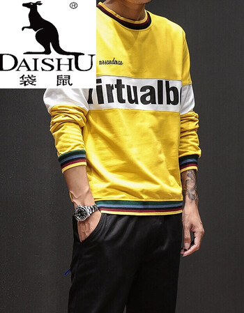 袋鼠2018新款2018潮流秋装大码新款 时尚潮牌男 黄色 4xl