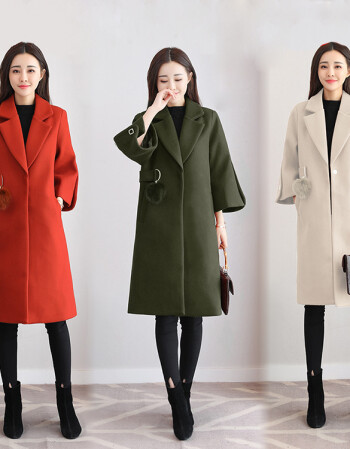 外套2018双面羊绒大衣女秋冬季新款韩版女装喇叭袖中长款毛呢子外套女