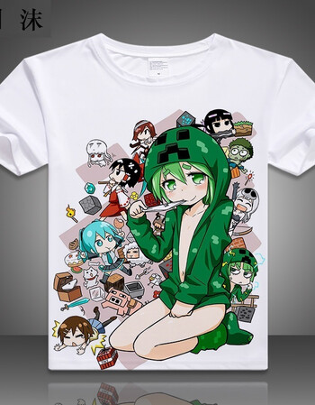 刻沫minecraft 动漫周边衣服 我的世界短袖t恤 麦块粉 苦力怕 24 l