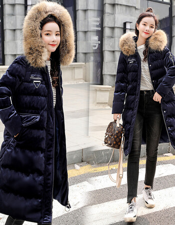 女装 棉服 美绎森 【京东优选】 羽绒服女宝蓝羽绒棉服外套女中长款