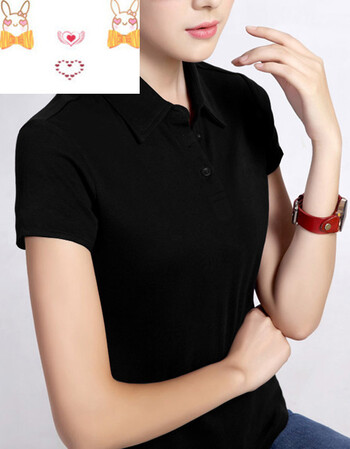 休闲t恤女 新品上市青春自由风黑色女士秋装翻领t恤 polo带领简约宽松