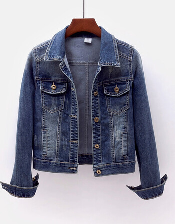 时尚潮流弹力牛仔外套女短款修身显瘦长袖夹克衫开衫百搭外穿学生牛仔