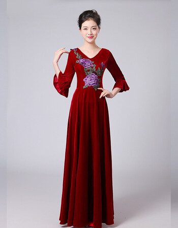 合唱服装女成人新款女装金丝绒长裙现代大合唱中老年合唱团演出服 a款