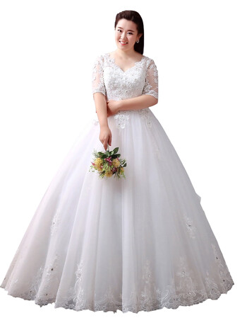 感言 白色大码婚纱礼服200斤胖mm加肥加大胖妹妹新娘新款齐地婚纱