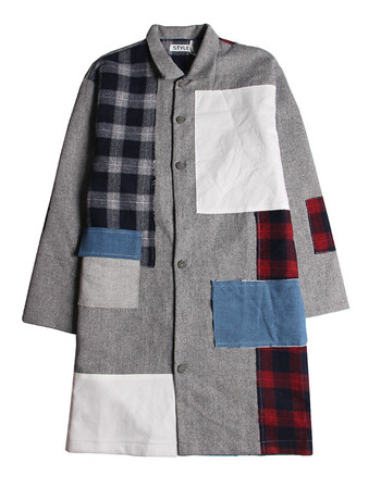 热血街舞团鹿晗同款风衣中长款男女拼接乞丐装毛呢外大衣外套 潮 拼接