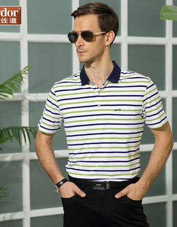 中年男士短袖t恤翻领t恤男短袖男装弹力t恤男夏季体恤 a610523-51绿色