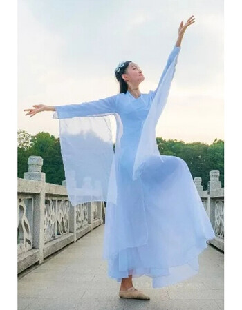 凉凉舞蹈演出服女孙科半壶纱古典舞服装广袖流