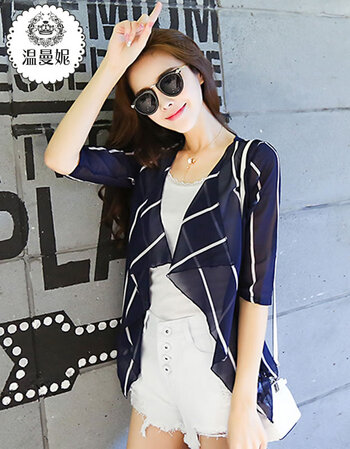 温曼妮2016夏装女装新款薄款系带小披肩小外套女防晒衣9043 3号色 m