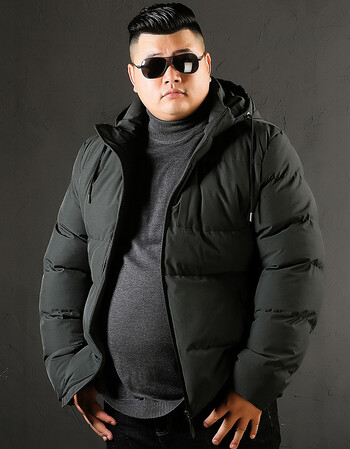 冬季胖子男短款棉衣加肥加大码中年宽松棉服肥佬连帽保暖男士棉袄 军