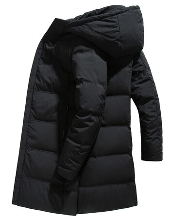 外套男连帽加厚男士鸭绒上衣中长款2018新款羽绒服男装y 黑色 165/m