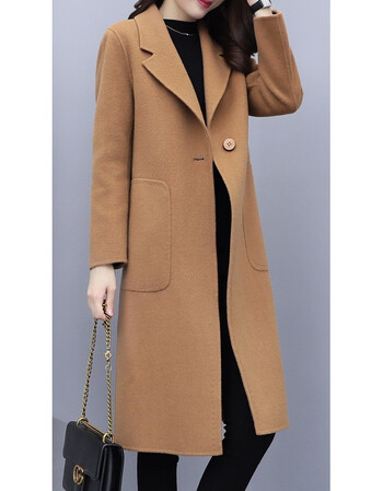 季新款宽松过膝赫本风加厚毛呢外套j 呢子大衣女加厚韩版修身呢绒大衣