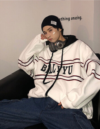 帅t卫衣秋冬男外套连帽宽松韩系上衣潮秋抖音卫衣男长袖秋冬款 白色 m