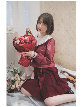 胡桃木告白中间服水手服 正统jk制服制服长短裙 短裙(din金需补kuan)