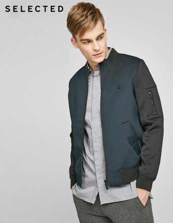 cd3.24思莱德selected男士棒球领拉链夹克|416121024 灰蓝 180/100a/l