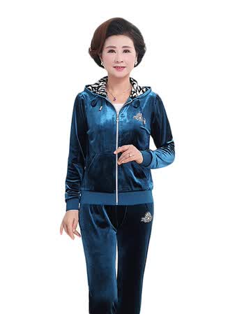 装中老年女装妈妈装运动套装女休闲运动服 木兰色 m【图片 价格 品牌