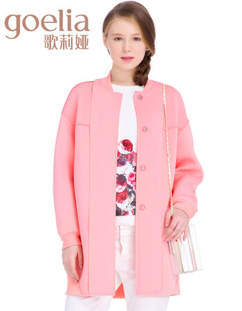 [惠]歌莉娅goelia 新款 甜美清新长袖风衣外套149E6E9F0 粉红 L(165/88A)