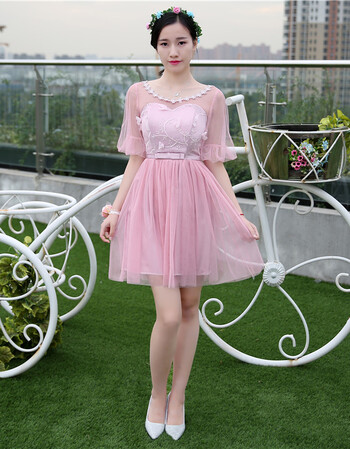 2018新款伴娘服短款气质优雅伴娘团礼服短裙宴会姐妹裙春夏晚礼服 20