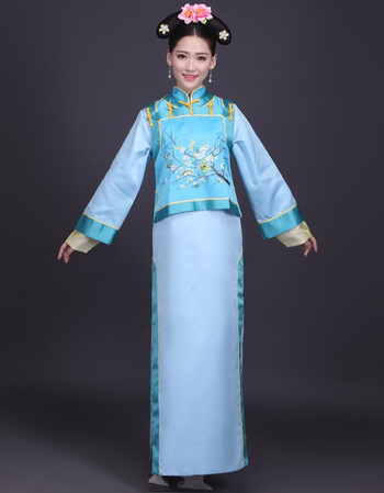 zuoanxb 旗服妃子清朝服装古装清朝还珠格格服装连衣裙丫鬟女演出服