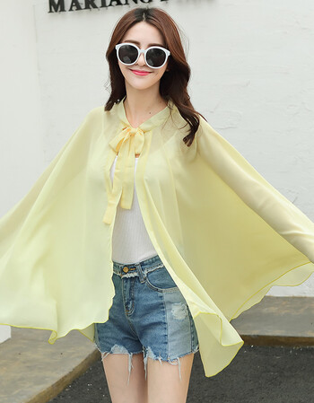 2018新款休闲夏季新款女骑车开车遮阳披风大码围巾雪纺沙滩巾斗篷披肩