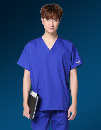 洗手衣短袖手术服分体服套装隔离衣刷手服男女手术衣医生服 男蓝色