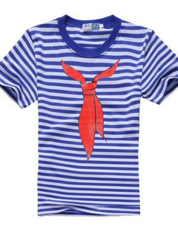 海魂衫男款短袖t恤条纹t恤半袖情侣装定做活动衫班服 圆领海军衫 小孩