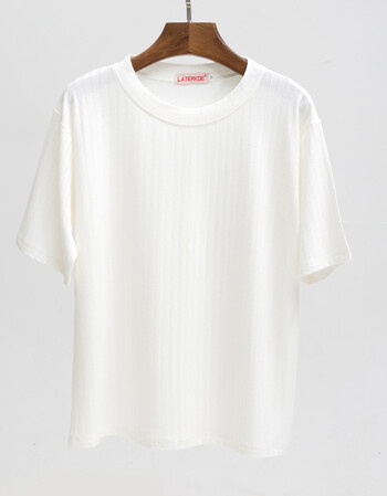 牛奶纹宽松圆领短袖纯色8010 白色 l