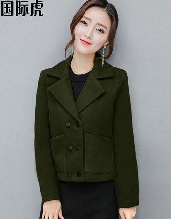 秋装外套新款时尚修身显瘦秋天职业小西服短款西装小外套女 军绿色 s