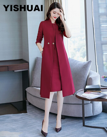 YISHAN原创高档品牌女装2018秋装新款淑女风衣外套裙子外搭两件套气质显瘦 