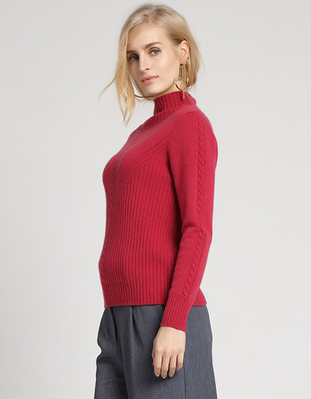 2017年秋冬羊绒新款 自由绞花女套衫 432妃红色 l/105