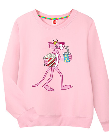 teaegg新款粉红豹卫衣女宽松韩版无帽长袖学生情侣秋冬季薄款加绒外套