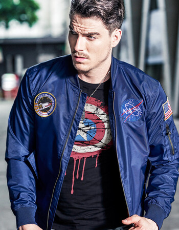 牧蚁人飞行服2017秋冬新款休闲军工装大码外套男qq2783 蓝色 5xl