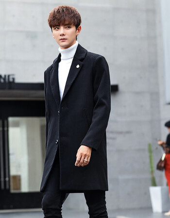 卓尼思2017秋冬新品英伦风大衣男士青年风衣外套宽松中长款外套男