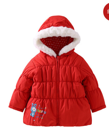 冬季幼儿棉服新款女童外套宝宝衣服婴幼儿童装 红色 85cm12-18月
