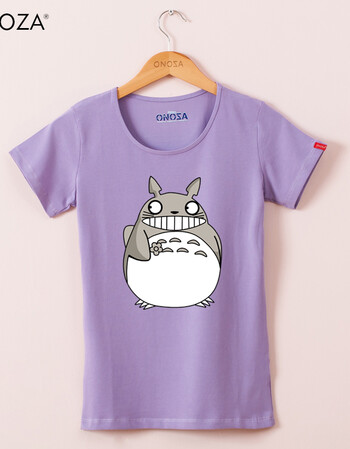 2015夏装新款女装个性韩版修身t恤可爱龙猫印花卡通t恤夏季潮 紫色 m