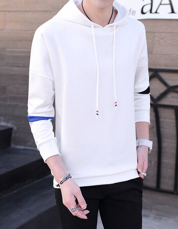 春秋装卫衣男初中学生连帽外衣运动衣服男棒球服潮外套夏薄 白色 m