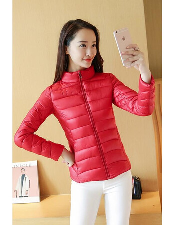 棉服女短款反季冬装大红显瘦新娘结婚小棉袄子轻薄款羽绒棉衣 红色 m