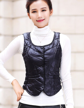 羽绒马甲女短款秋冬韩版小背心冬季女士马夹保暖坎肩内穿 黑色 xl