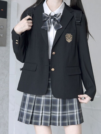 jk制服西装校供学生服外套学院风日系西服黑色单件西装s