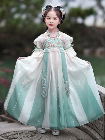 优儿女童古风汉服裙子襦裙2023新款夏季超仙儿童连衣裙女孩国风公主裙