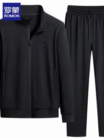 罗蒙(romon)大码运动套装男装2023春秋季新款休闲外套跑步健身运动服