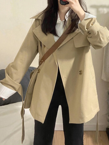 他程百丽短款风衣外套女2023年春秋季新款小个子今年流行感超好看韩系
