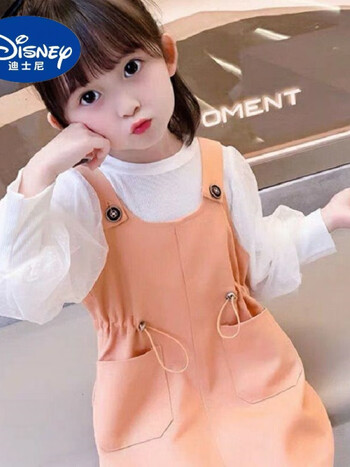 ⑦迪士尼disney女童背带裙春秋款儿童连衣裙女宝宝公主裙时尚小女孩