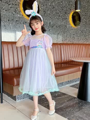爱依莲女童连衣裙夏装2022新款中大童时尚网纱裙女孩子星黛露公主裙