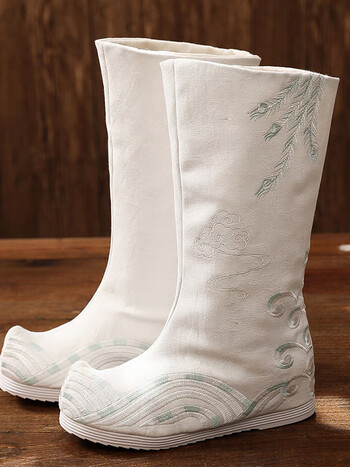 范世提 古装靴子布靴子女汉服男古风长靴靴风翘头皂靴内增高官靴秋