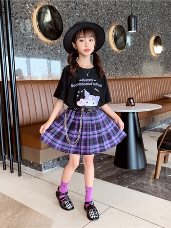 迪士尼disney女童库洛米jk裙子套装夏装网红小女孩学院风百褶裙儿童