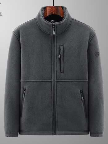 阿玛尼轻奢高端奇亚摇粒绒立领宽松型休闲夹克外套男秋季新款时尚抓绒