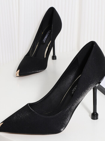 春夏季天青少女生高跟鞋子韩版学生新款黑色酒杯跟气质职业鞋女细跟