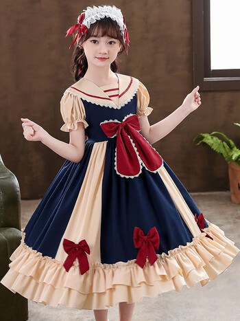 童lolita连衣裙日式儿童洛丽塔连衣裙长裙夏款复古色洛丽塔裙130码